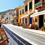**

"A vibrant Mediterranean coastal town showcasing sustainable tourism practices. Feature local artisans selling crafts, a community-led eco-tour, and tourists engaging in environmentally responsible activities. Focus on the harmony between tourism and the local community, emphasizing cultural preservation and environmental consciousness. Capture the essence of responsible travel and its positive impact on the economy."

**