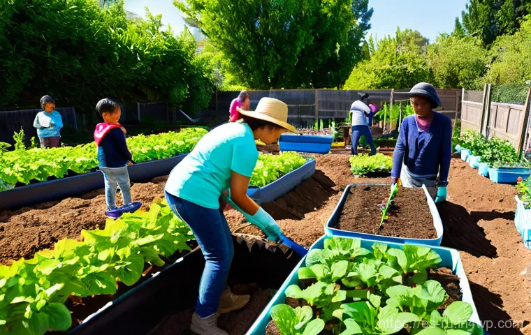 환경이주민과 지역 사회의 갈등 해결 - **Vibrant Intercultural Community Kitchen:** A diverse group of adults and teenagers from different ...